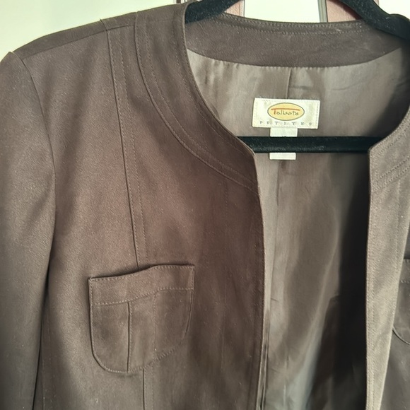 Talbots Women’s Brown Open Front Pocket Suede Texture Blazer Jacket Sz 10 - Picture 2 of 9
